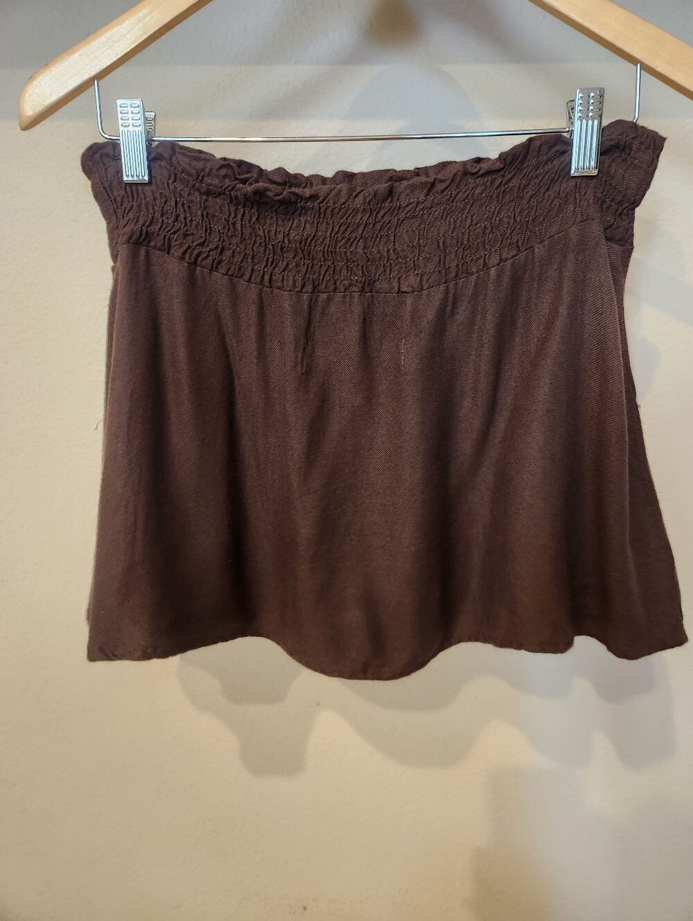 Brown Drawstring Waist Pocket Mini Skirt - Picture 2 of 4